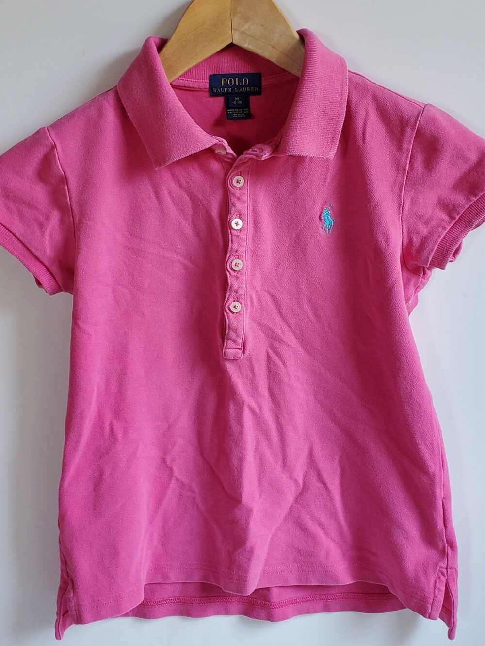 Girls Polo Ralph Lauren Stretch Pink Polo Tee   Size M (8-10)